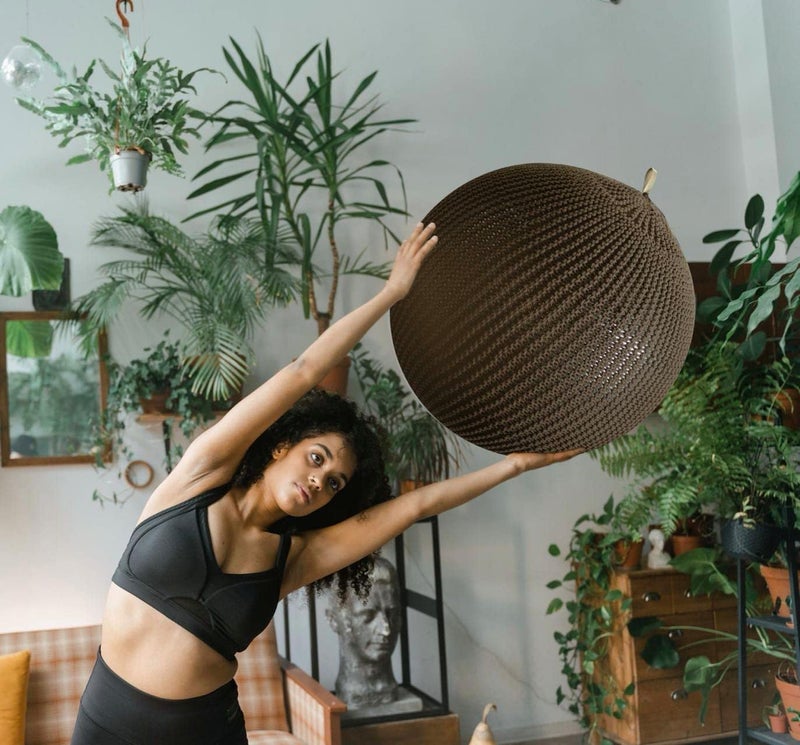 ART pinecone Handmade Cotton Rope Yoga Ball Chair Cover, Exercise, Birthing, Stability, Fitness, Balance, and Pilates Ball Cover (65 cm/26" Brown) - Image 2